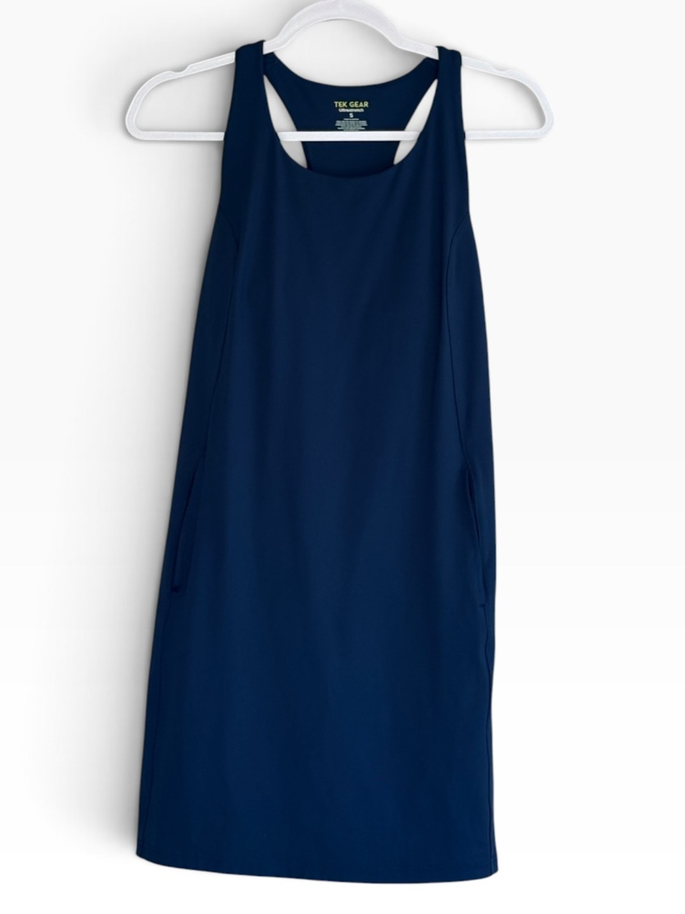 tek gear Ultra Stretch Racerback One-Piece Swim Cover-Up Dress With Pockets Sz S